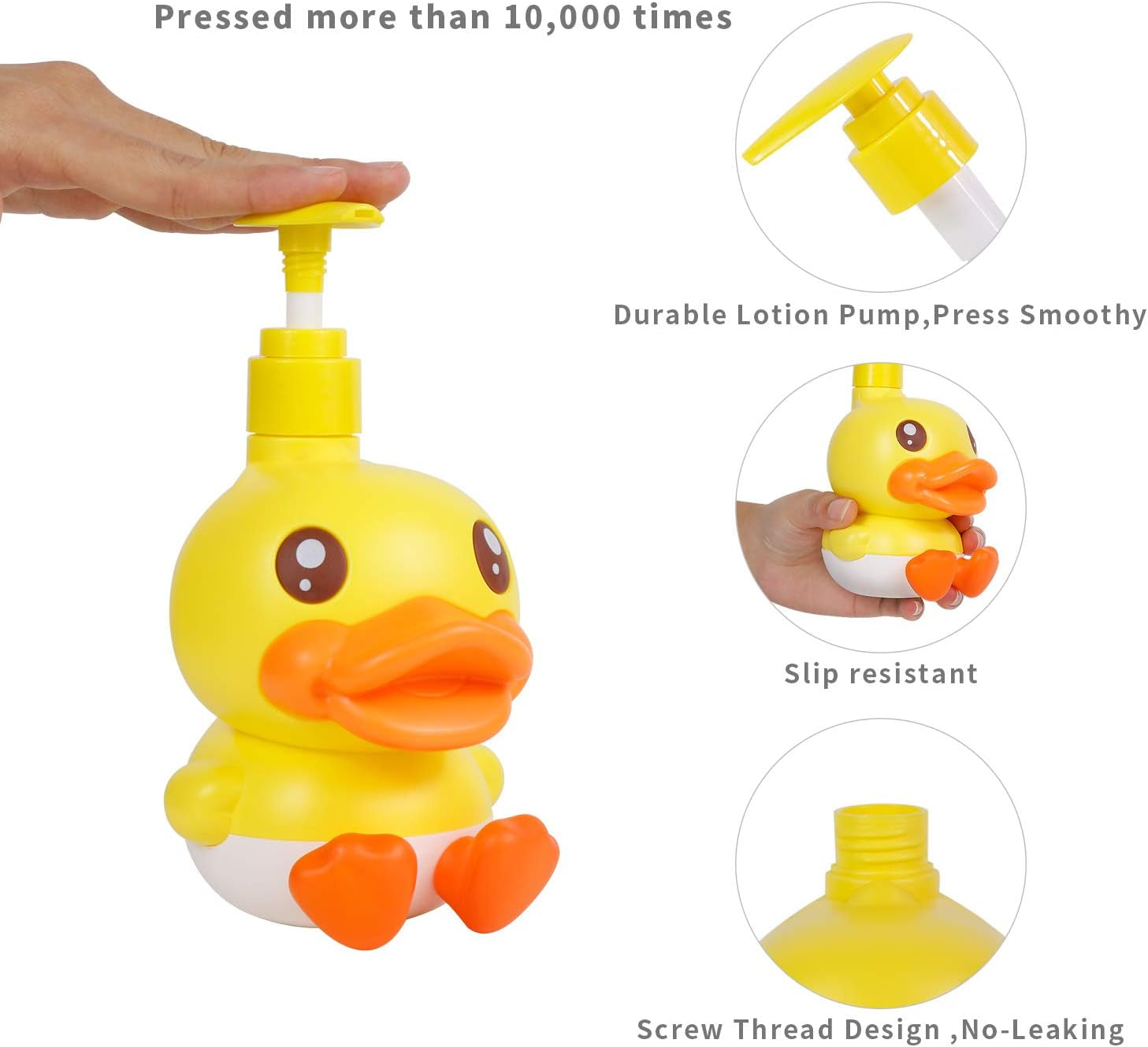 Cute Soap Dispenser for Kids Gift,Fun Dispenser for Bathroom Kitchen Countertop Vanity Fit Lotion Shampoo Shower Hand Sanitizer,Animal Yellow Duck Themed Soap Bottle with Pump Bath Accessories