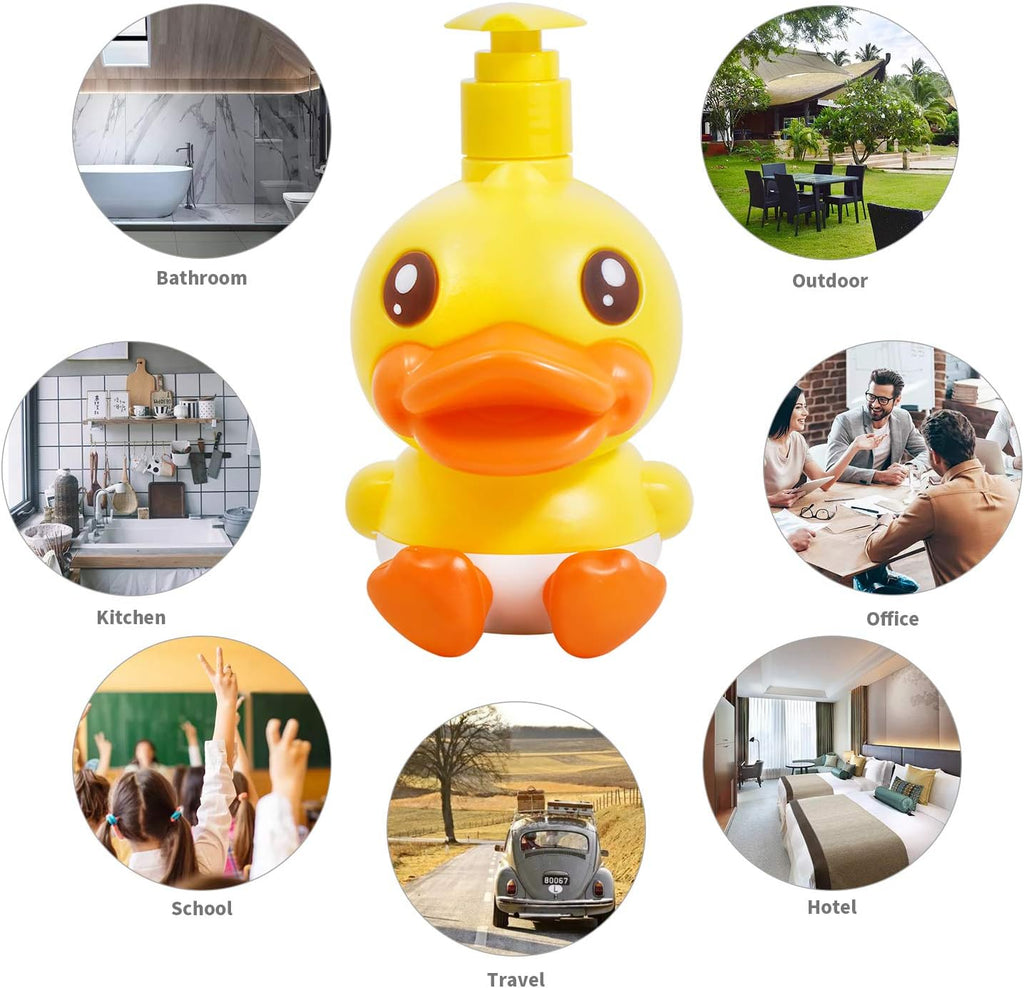 Cute Soap Dispenser for Kids Gift,Fun Dispenser for Bathroom Kitchen Countertop Vanity Fit Lotion Shampoo Shower Hand Sanitizer,Animal Yellow Duck Themed Soap Bottle with Pump Bath Accessories