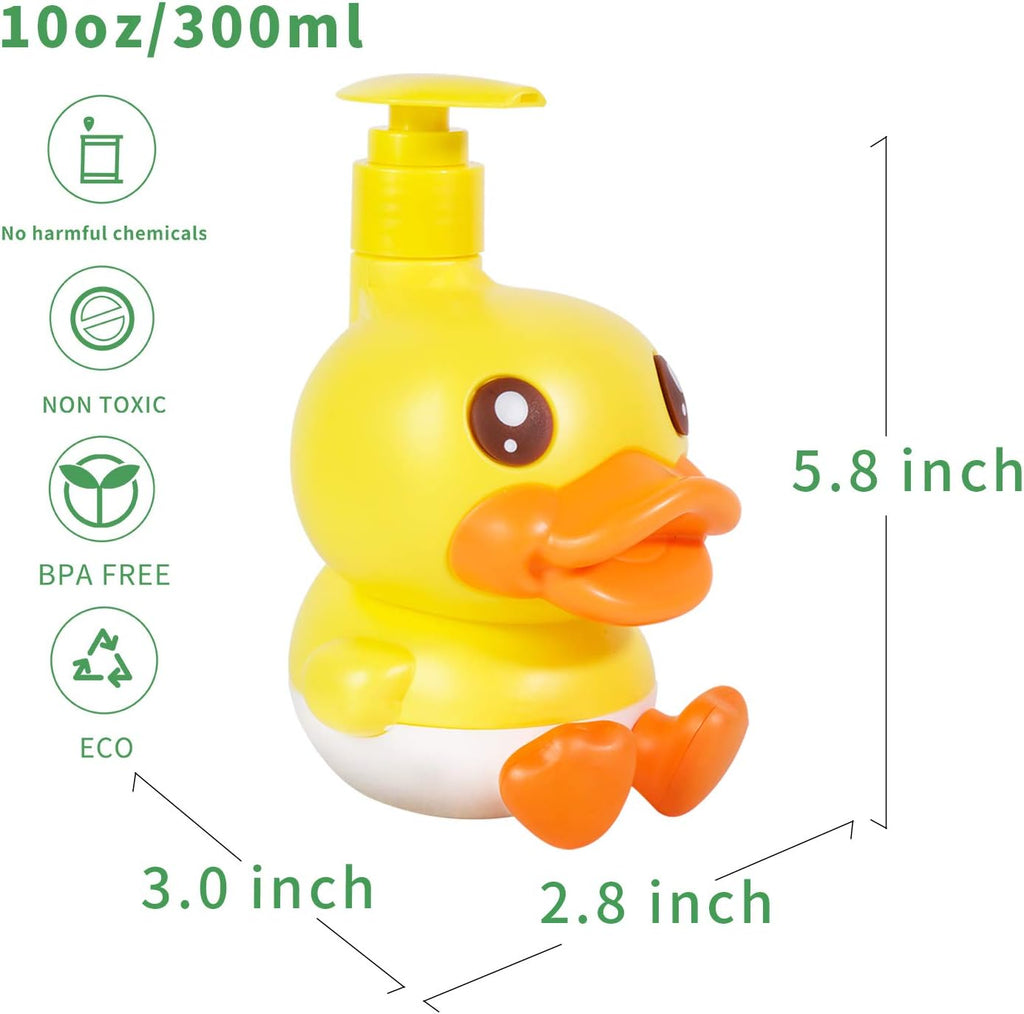 Cute Soap Dispenser for Kids Gift,Fun Dispenser for Bathroom Kitchen Countertop Vanity Fit Lotion Shampoo Shower Hand Sanitizer,Animal Yellow Duck Themed Soap Bottle with Pump Bath Accessories