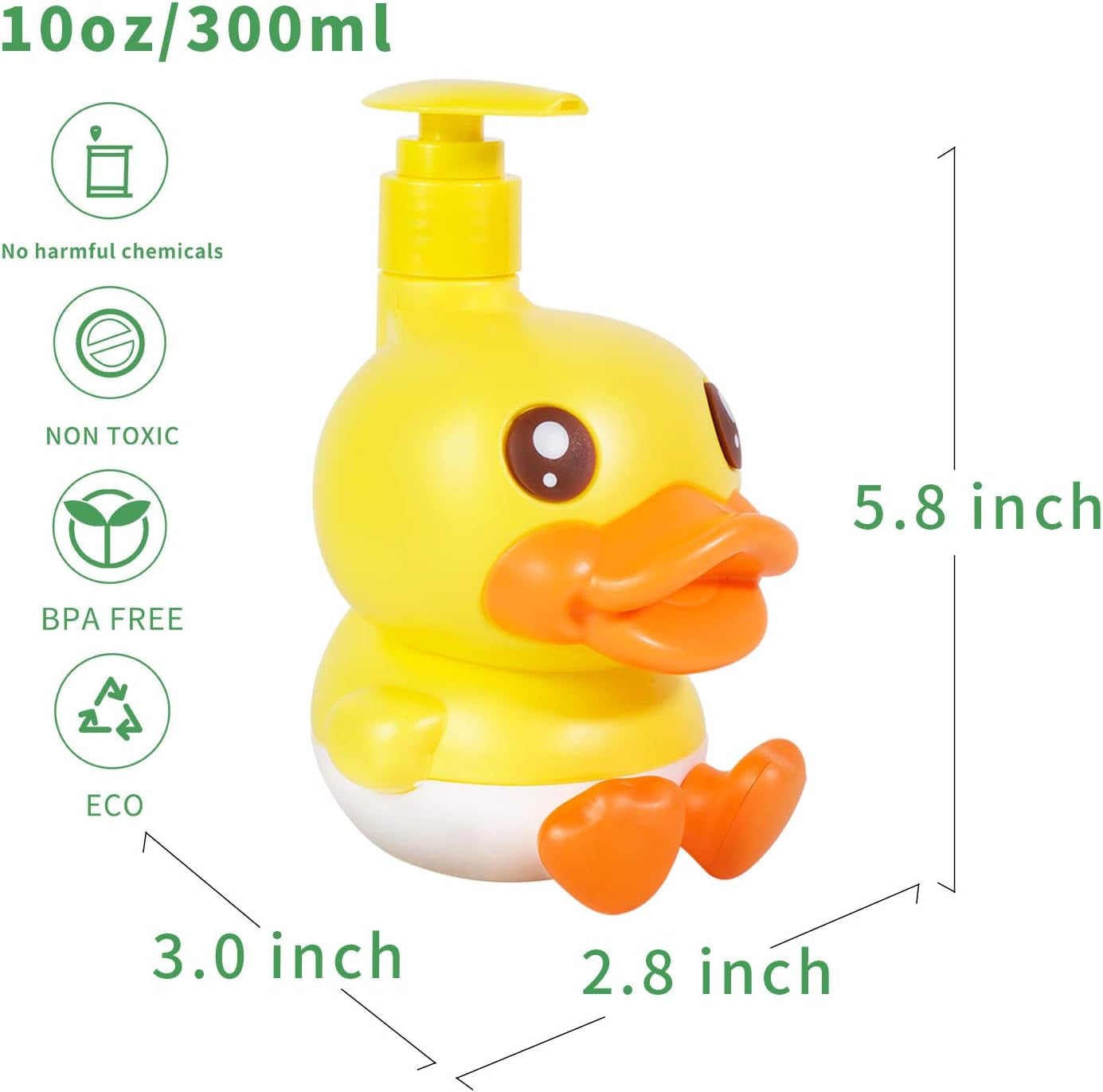 Cute Soap Dispenser for Kids Gift,Fun Dispenser for Bathroom Kitchen Countertop Vanity Fit Lotion Shampoo Shower Hand Sanitizer,Animal Yellow Duck Themed Soap Bottle with Pump Bath Accessories